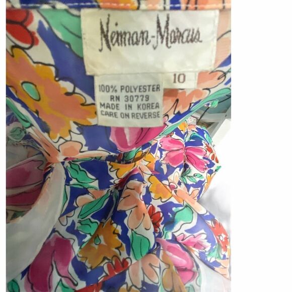Neiman Marcus Vintage Floral Tropical Print Midi Dress Size 10 - Picture 2 of 16